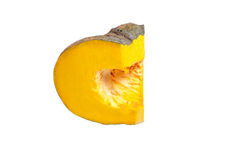 Pumpkin slice isolated on white backgroundの写真素材
