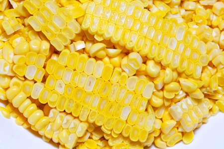diced cooked  corn isolated on white background