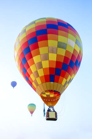 hot air balloon is flyingの写真素材