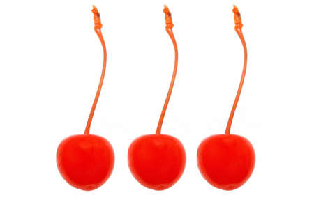 Maraschino cherry on white background