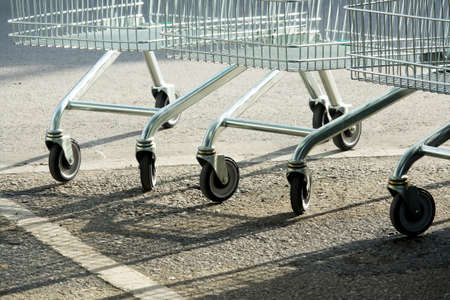 shopping cart in supermarket at parkの写真素材