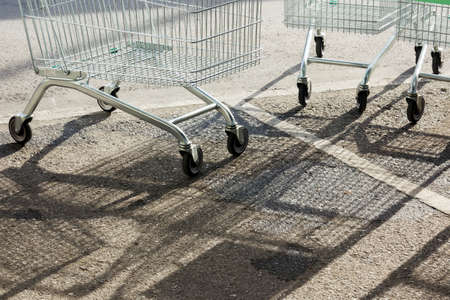 shopping cart in supermarket at parkの写真素材