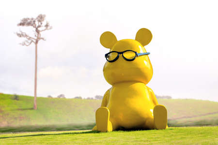 Yellow the Big Bear statueの写真素材