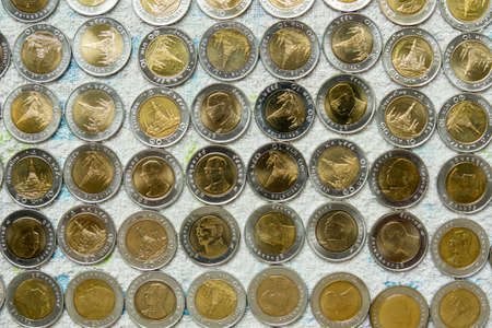 thailand circulating coins collection set isolated on white backgroundの写真素材