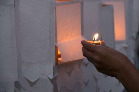 Lamps and candles used at Loy krathong festivalの写真素材