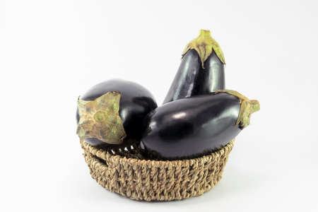 Eggplant or aubergine vegetable isolated on white background cutoutの写真素材