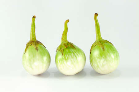 Green Eggplant isolated on white backgroundの写真素材