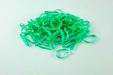 green plastic band on white backgroundの写真素材