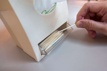 Tissue box with toothpick with handの写真素材