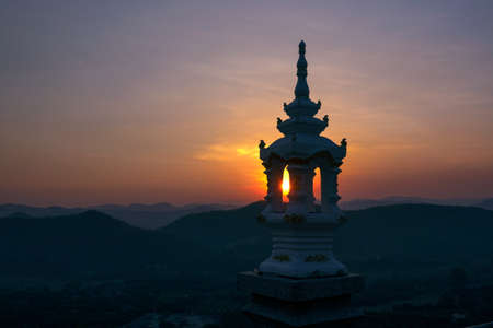 Landscape of sunrise over mountains in chiangmai ,Thailandの写真素材