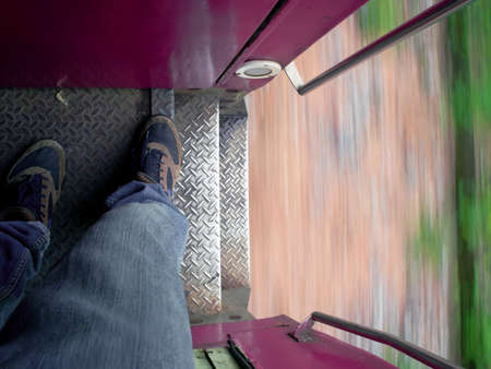 Diesel rain car go to chiangmai province,の写真素材