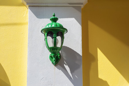 Classic wall lamp mounted on wallの写真素材