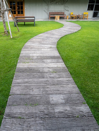 path through the park to the roomの写真素材