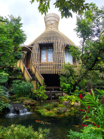 small home on the tree in park.の写真素材