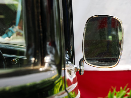 Side view mirror classic car in vintage style.の写真素材