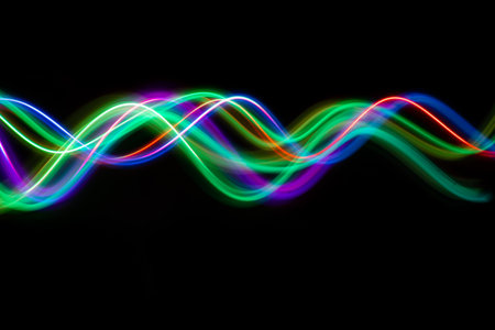 Neon design elements light glow and flash technology abstract background.