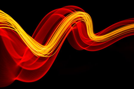 Abstract technology banner design. Digital neon lines on black background.