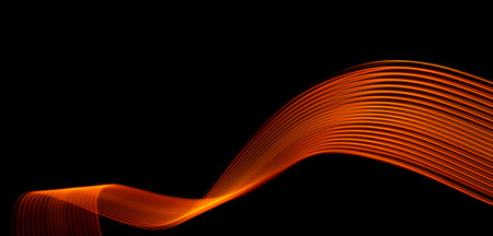 Abstract technology banner design. Digital neon lines on black background.