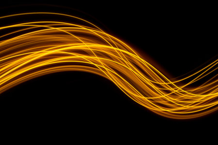 Abstract technology banner design. Digital neon lines on black background.の写真素材