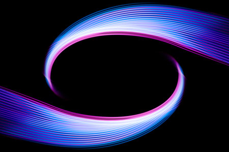 Abstract technology banner design. Digital neon lines on black background.