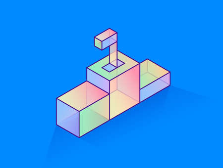 Isometric transparent gradient cubes podiumのイラスト素材