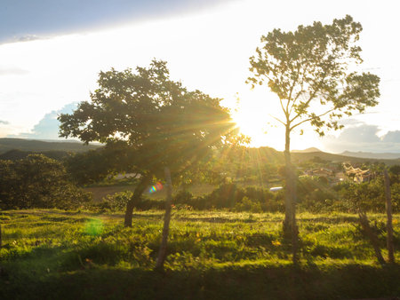 Sunset in the countryside of Chiang Rai province, Thailand.