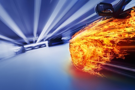 Car in fire の写真素材