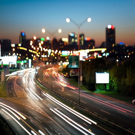 Highway in to the big city at night - central Europe - Prague Highway in to the big city at night - central Europe - Prague