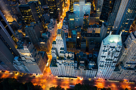 New York city - amazing sunrise over central park and upper east side manhattan - Birds Eye / aerial viewの写真素材