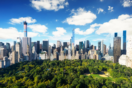 New York City - central park view to manhattan with park at sunny day - amazing birds viewの写真素材