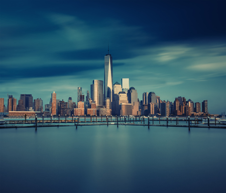 New York City - Manhattan after sunset - beautiful cityscapeの写真素材