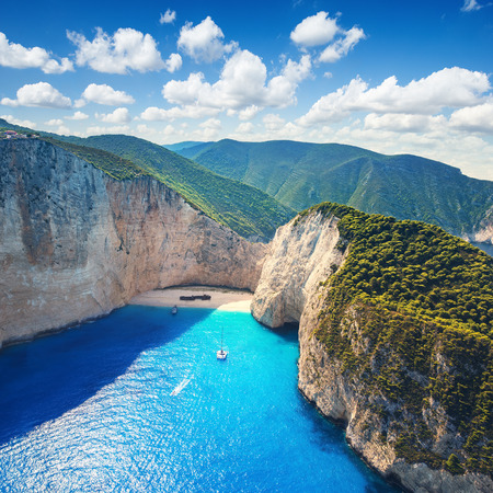 The amazing Navagio beach in Zante, Greece, with the famous wrecked shipの写真素材