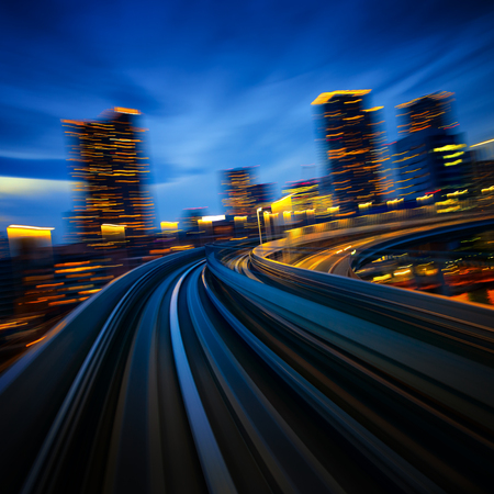 Tokyo Odaiba rail motion blurred backgroundの写真素材