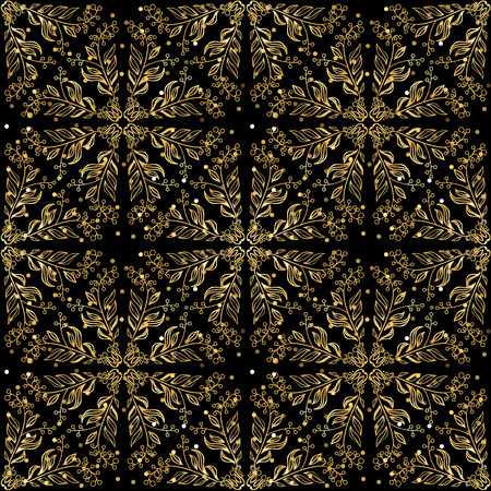 Floral gold ornament. gold seamless patterns. Modern stylish texture. Trendy gold glitter texture.のイラスト素材