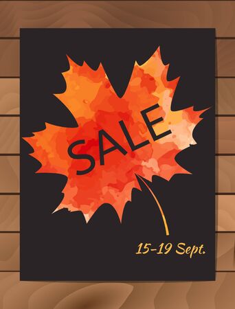 Autumn Sale design with colorful watercolor maple leaf.のイラスト素材