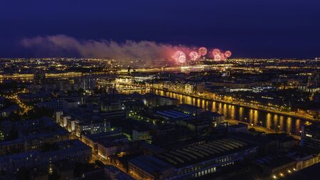 Aerial Panorama of Saint Petersburg. View of St. Petersburg from the heights-Salute above the Peter...
