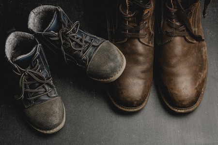 fathers day concept. Big and small shoesの写真素材