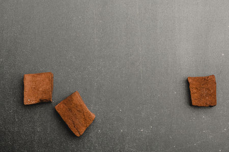 homemade brown chocolate marshmallows on the dark background top viewの写真素材