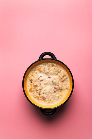 Chowder with Sweet Corn, Shrimp and Baconの写真素材