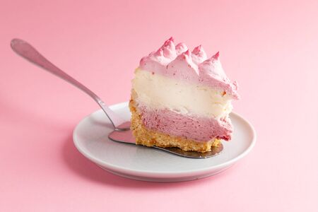 Piece of Delicious homemade cheesecake with berriesの写真素材