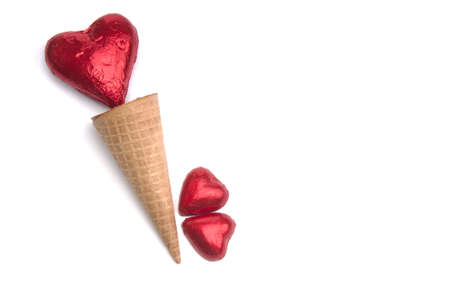 Red heart in an ice cream cone