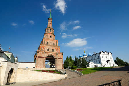 The falling tower Syuyumbike in the Kazan Kremlin, Tatarstan Republic.の写真素材