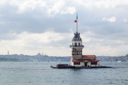 Maiden tower on an island in the Bosphorus Strait, Istanbul.の写真素材