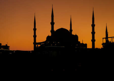 Sultanahmet mosque, Blue mosque at sunset, Istanbul Turkeyの写真素材