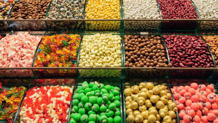 Turkish sweets at a street market in Istanbul, Turkey.の写真素材