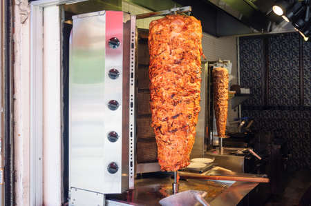 Cooking shawarma in a street cafe in Istanbul, Turkey.の写真素材