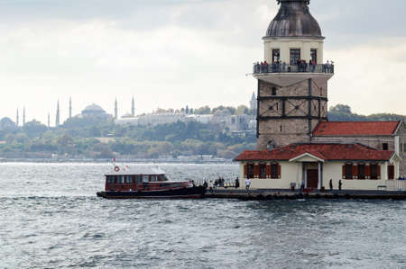 Maiden tower on a small island of the Bosphorus Strait, Istanbul, Turkey.
