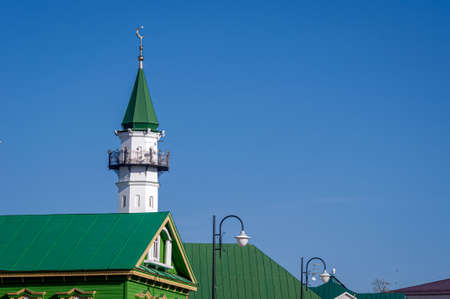 Minaret of the al-Marjani mosque, Kazan, Tatarstan Republic, Russia.の写真素材