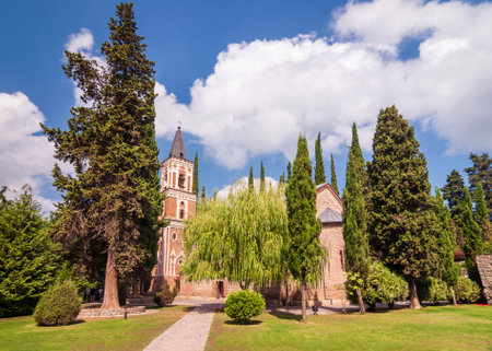 St. George's Church of the Bodbe Monastery, Kakheti, Georgia.の写真素材