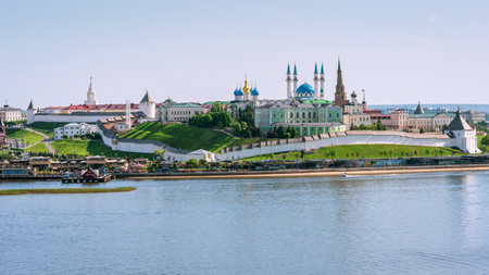 View of the Kazan Kremlin, Republic of Tatarstan.の写真素材
